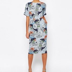 ASOS Floral Midi Wiggle Dress